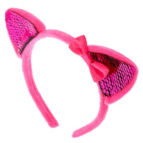 Claires Club Reversible Sequins Cat Ears Headband Pink Claires Us