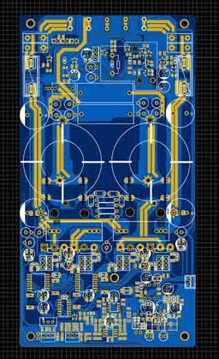 An Electronic Circuit Board With Yellow And Blue Lines On The Bottom