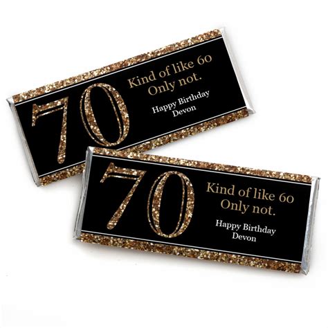 70th Birthday Candy Bar Wrappers Adult 70th Birthday Gold Etsy