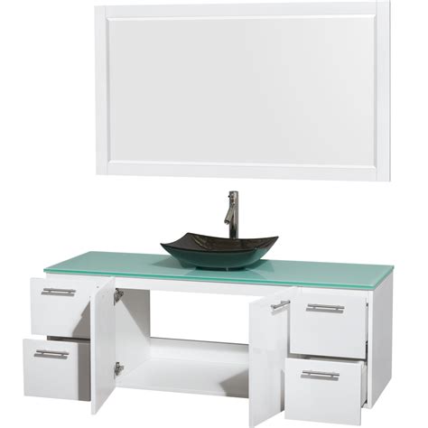 58 inch traditional single bathroom vanity with a travertine counter top $2,208.00 $1,699.00 sku: Amare 60 inch Single Bathroom Vanity in Glossy White ...