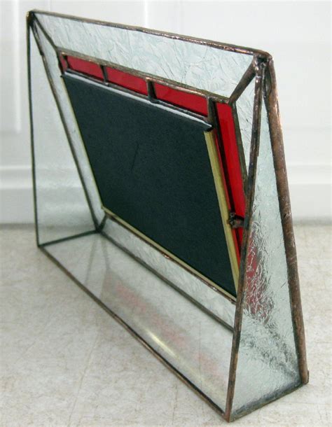 Stained Glass Landscape Picture Frame Red Border Etsy Glass Picture Frames Stained Glass