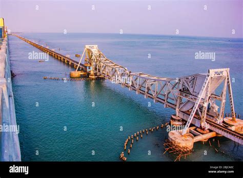 Pamban Bridge Is A Railway Bridge Which Connects The Town Hi Res Stock