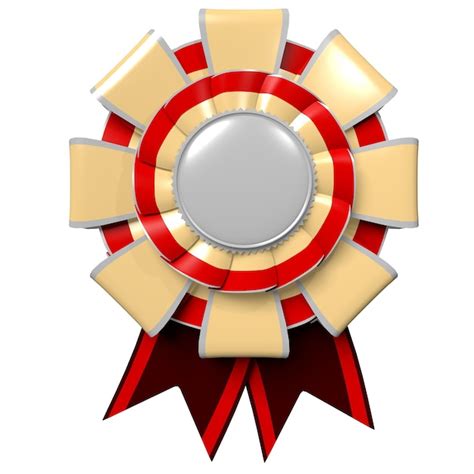 Premium Photo Golden Silver And Red Round Badge With Ribbon Award Concept