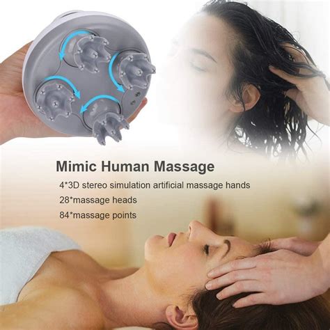 Electric Scalp Head Massager Haofy Ipx7 Waterproof Handheld Massager 4 Heads With 84 Nodes For