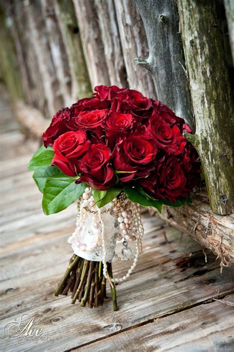 Simply Beautiful 🍃🌹 Red Wedding Flowers Red Rose Bridal Bouquet