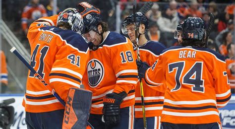 Evan bouchard (75) of the edmonton oilers and joel armia (40) of the montreal canadiens battle for position in front of oilers goaltender mike smith (41) at the bell centre on feb. Draisaitl's two goals lead Edmonton Oilers past Nashville ...