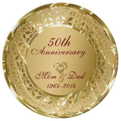 Metallic Sparkling Gold 50th Anniversary Dinner Plate Anniversary