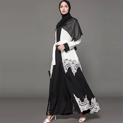 Buy White Lace Modern Embroidery Women Open Abaya Long Kimono Cardigans