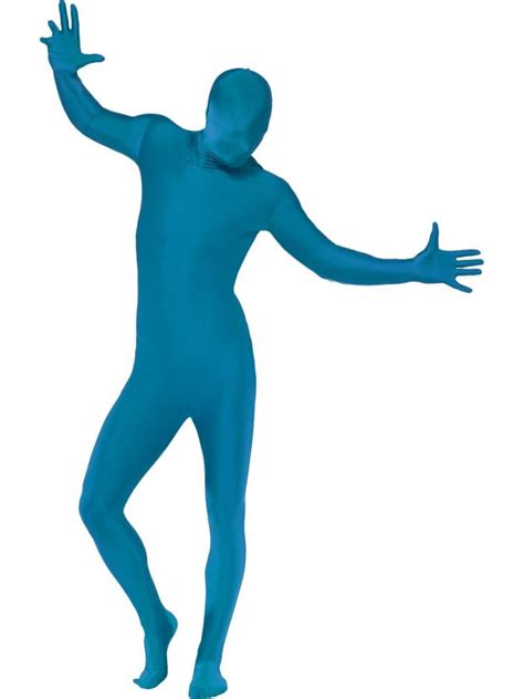 Second Skin Blue Bodysuit Mens Fancy Dress Costume