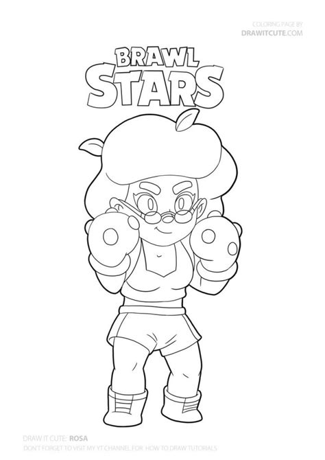 Standard printable step by step. How to draw Rosa super easy | Brawl Stars drawing tutorial ...