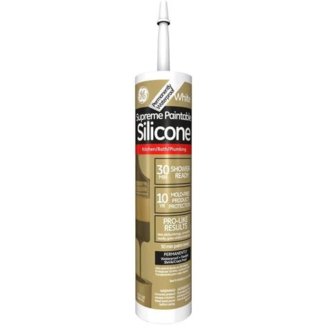 Ge Supreme Paintable Silicone 101 Oz White Kitchen And Bath Caulk