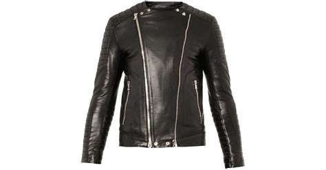 Balmain Classic Leather Biker Jacket In Black For Men Lyst