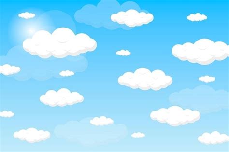 Nuvens de desenho branco fofo no céu azul vector set Vetor Premium Nuvem desenho Fundo