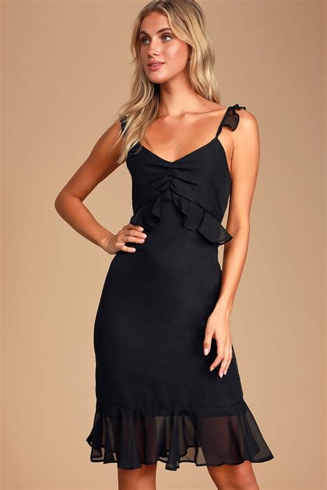 Cute Midi Dress Black Midi Dress Ruffled Midi Dress Lulus