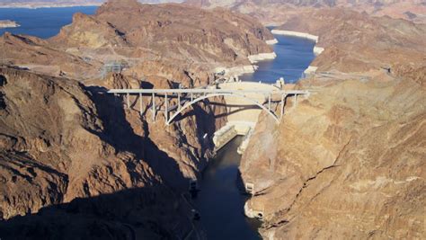 Aerial View Colorado River Bridge Hoover Dam And Lake Mead Nevada Usa