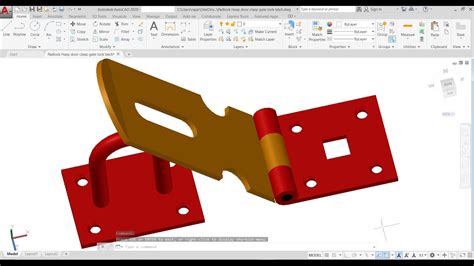 Padlock Hasp Door Clasp Gate Lock Latch Modeling In Autocad By