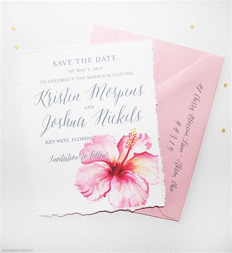 A custom sketch of your venue with touches of gold foil bring understated luxury. Florida Beach Wedding Invitations | Mospens Studio