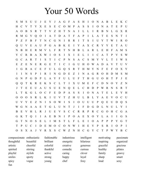 Your 50 Words Word Search Wordmint