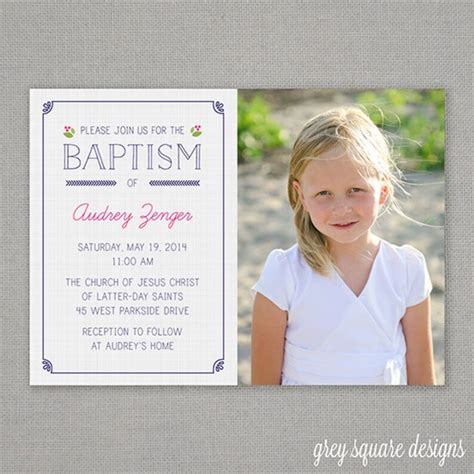 Lds Baptism Invitation Girl Baptism Invitation Printable Etsy