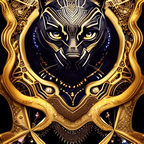 Whimsical Steampunk Charming Black Panther Digital Graphic · Creative