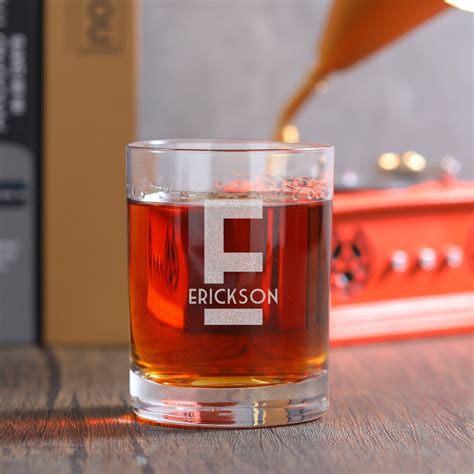 Personalized Engraved Monogram Whiskey Glass Custom Whiskey Glasses Engraved Bourbon Glasses