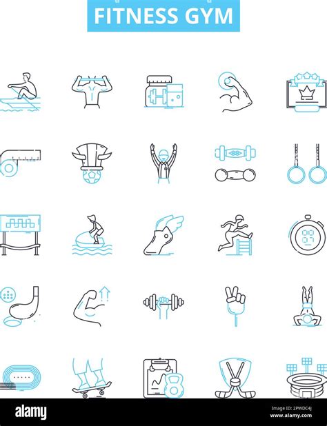 Fitness Gym Vector Line Icons Set Fitness Gym Exercise Workout