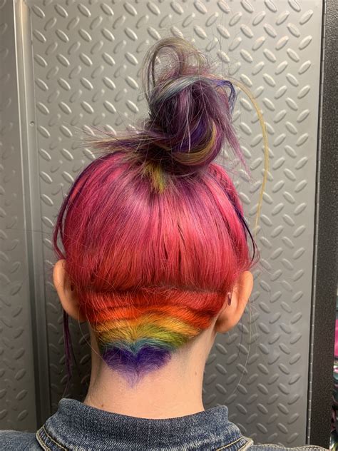 Rainbow Hair With Undercut Rainbow Hair Undercut Hair Wrap Hair