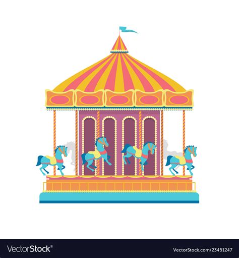 Cartoon Color Merry Go Round Carousel Royalty Free Vector