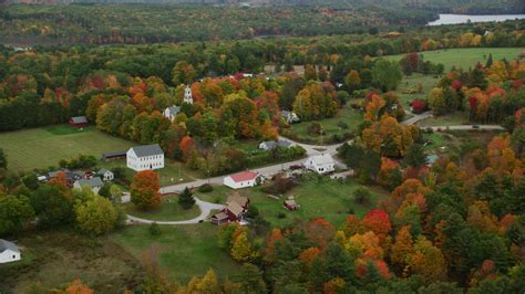 55k Stock Footage Aerial Video Orbiting Brightly Colored Foliage A