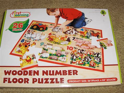 First Learning 26 Piece Jumbo Wooden Floor Puzzle Numbers 36x24