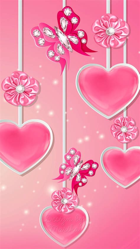 Heart And Flower Background Mobile Wallpaper Hd