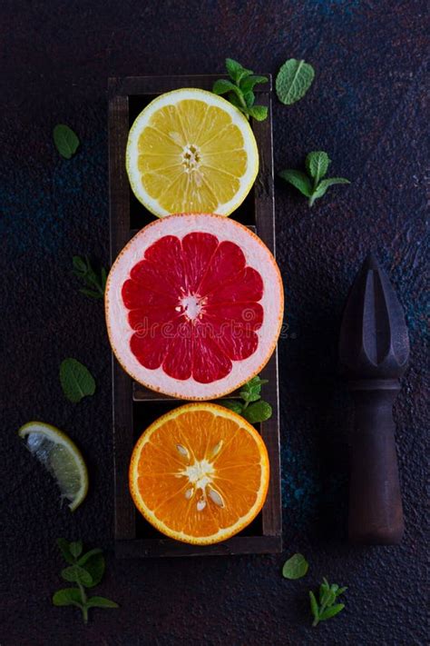 Orange Lemon And Grapefruit Stock Image Image Of Fruits Leaf 95680301