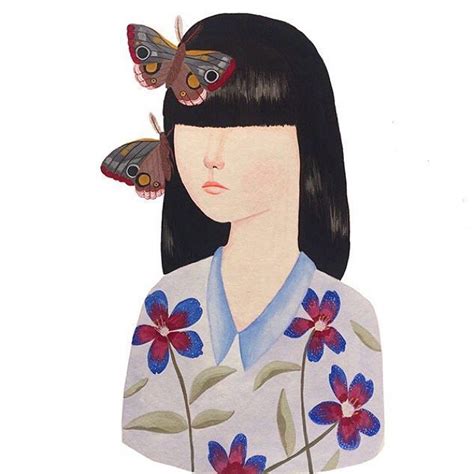 Laura Bernard Self Portrait Illustration Art Painting Moth People