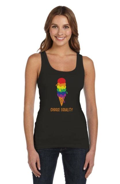 Equality Rainbow Gay Lesbian Ice Cream Pride Flag Women Tank Top