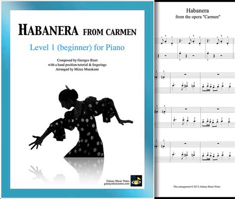 Habanera From Carmen By Bizet Beginners Piano Solo Sheet Music