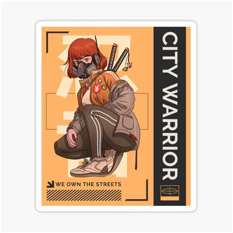 Female Anime Protagonist City Warrior Sticker For Sale By