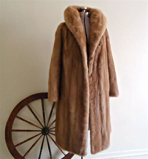vintage mink fur coat mid length leader furs natural brown 1950 s etsy canada fur coat coat