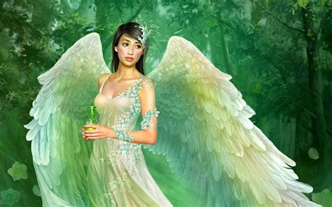 Fantasy Angel In Spring Forest Hd Wallpaper Achtergrond 2560x1600