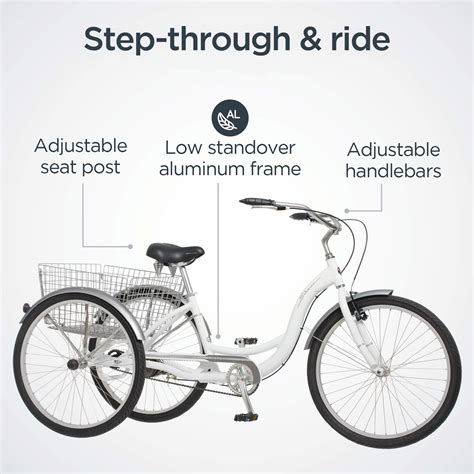 Schwinn Meridian Adult Tricycle 24 Inch Wheel Options Low Step