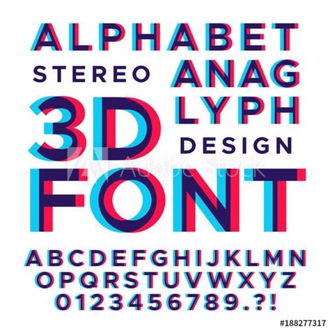 Stereoscopic Stereo 3d Vector Letters And Numbers Colorful Glitch