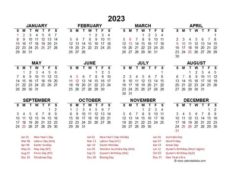 2023 Australia Calendar With Holidays Nsw 2023 Calendar With Public