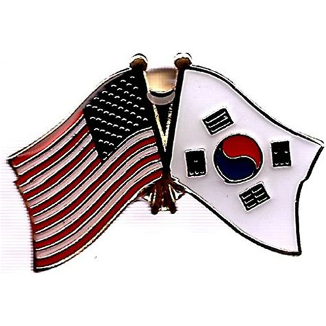 pack of 50 south korea and us crossed double flag lapel pins south korean and american friendship
