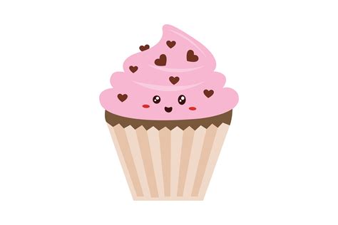 Valentine Kawaii Cupcake Love Vector Graphic By Soe Image · Creative Fabrica