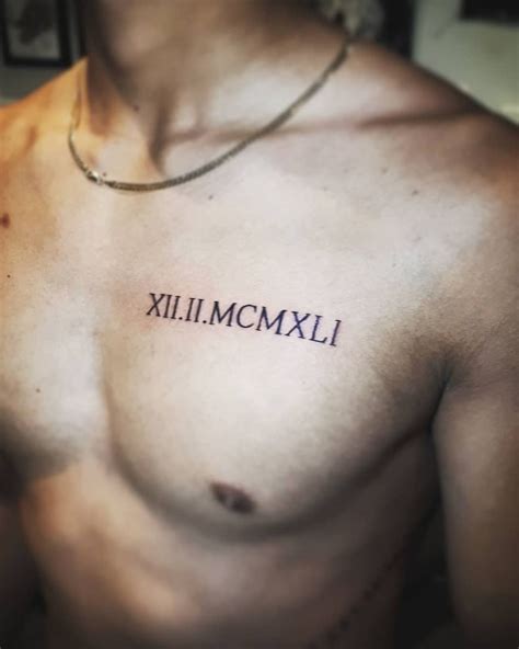 Roman Numeral Tattoo On Chest Men Chest Tattoo Men Cool Chest