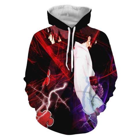 Naruto Anime Uchiha Itachi And Sasuke Back To Back Hoodie Saiyan Stuff