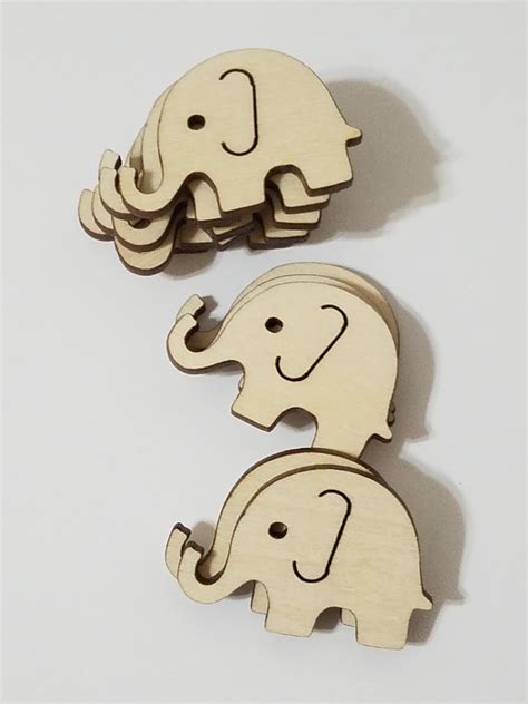 Wooden Elephant Shape Cut Outs Embellishments Scrap Etsy Uk