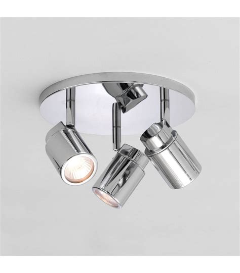 3 Light Triple Round Bathroom Ceiling Spotlight Polished Chrome Ip44