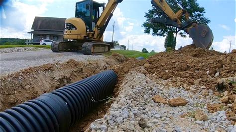 Replacing Crushed Culverts With CAT Excavator YouTube