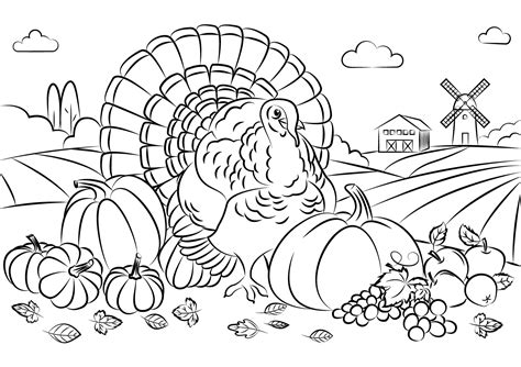 Feliz Día De Acción De Gracias Para Colorear Imprimir E Dibujar