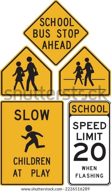 School Ahead Sign Boards Collection Safety Stock Vector Royalty Free